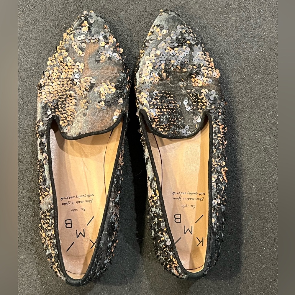 Anthropologie KMB Sequin Velvet Loafer Flats